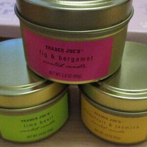 Trader Joe's Scented Candle Trio RARE Ltd Edition Lime, Fig, Jasmine NEW in BOX